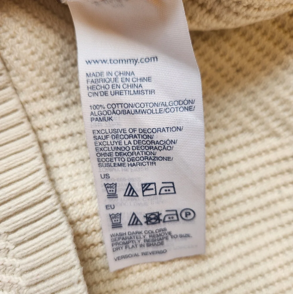 Tommy Hilfiger Women's Two-Tone Cotton Sweater in Navy and White, Size S, $80